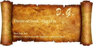 Dvoracsek Gyula névjegykártya